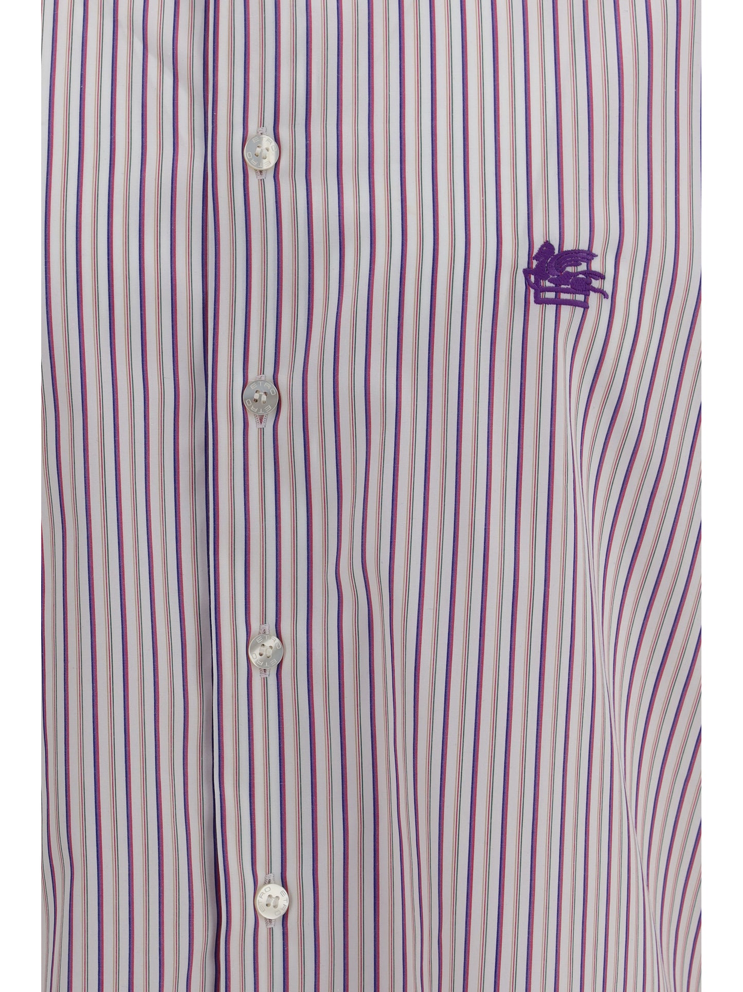 Etro Men Roma Striped Cotton Shirt With Pegaso Logo ETRO