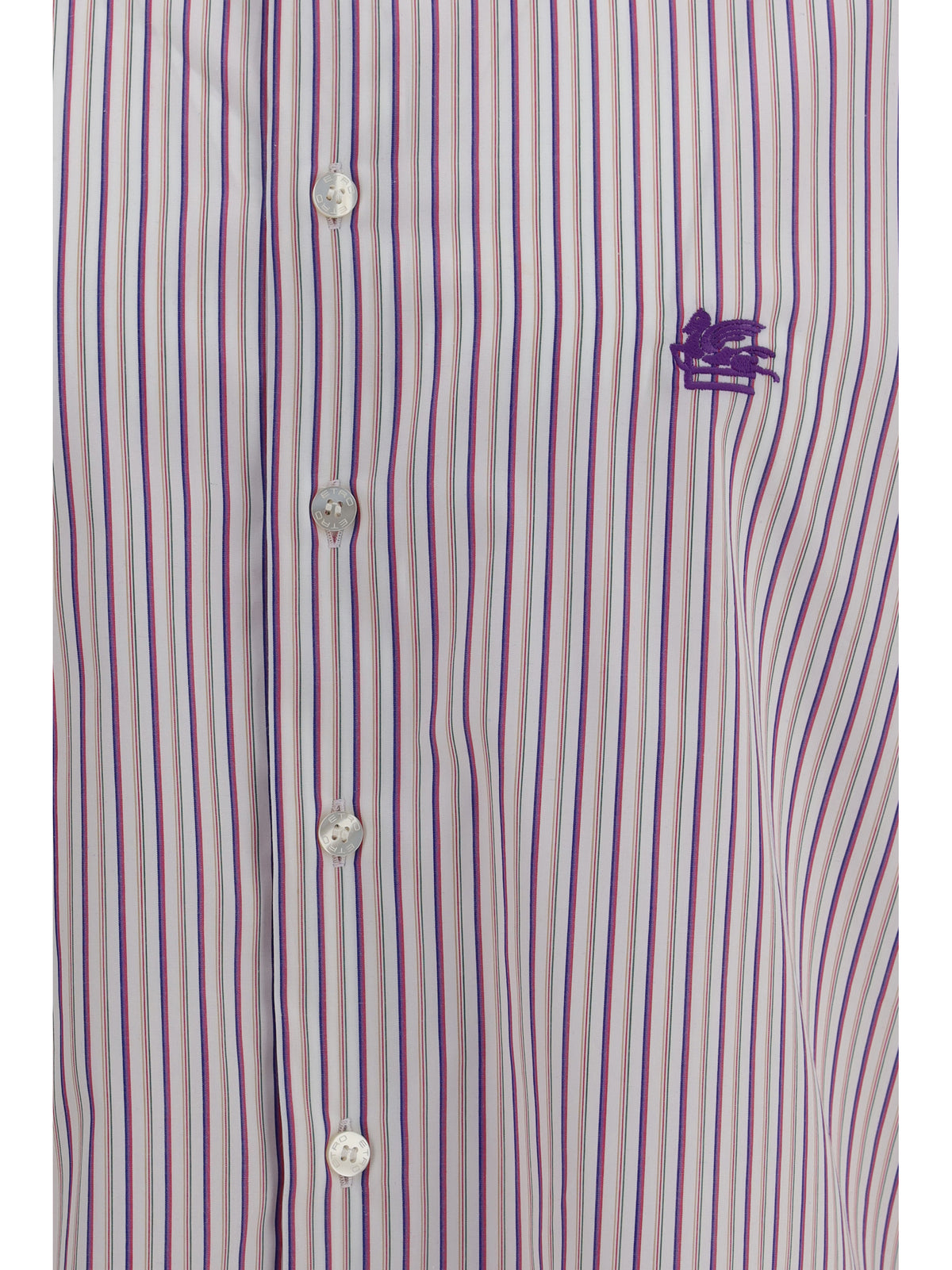 Etro Men Roma Striped Cotton Shirt With Pegaso Logo ETRO