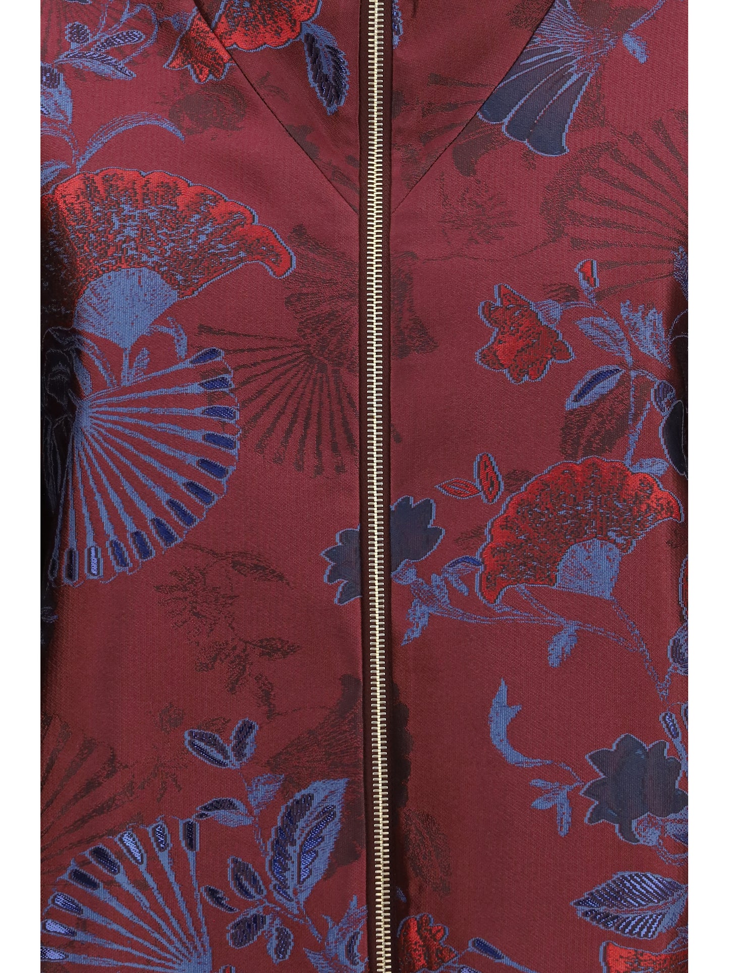 Giorgio Armani Women Full-Zip Jacket In Silk-Blend Jacquard With Ginkgo Motif GIORGIO ARMANI