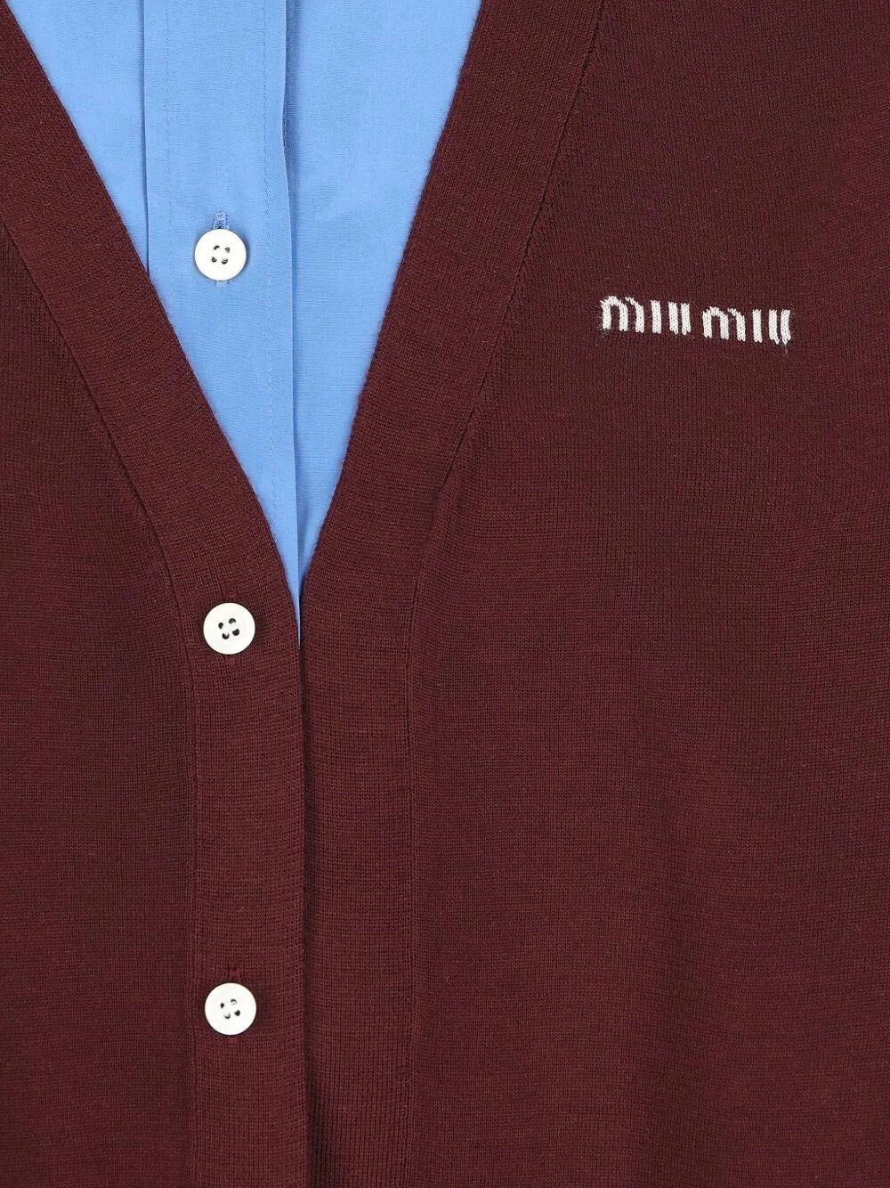 Miu Miu Women Wool Cardigan With Cotton Details MIU MIU