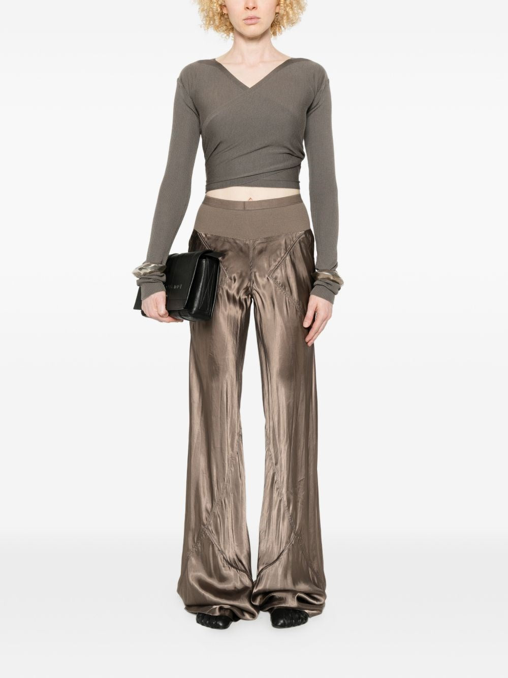 Rick Owens Women Bias Satin Flared Trousers RICK OWENS
