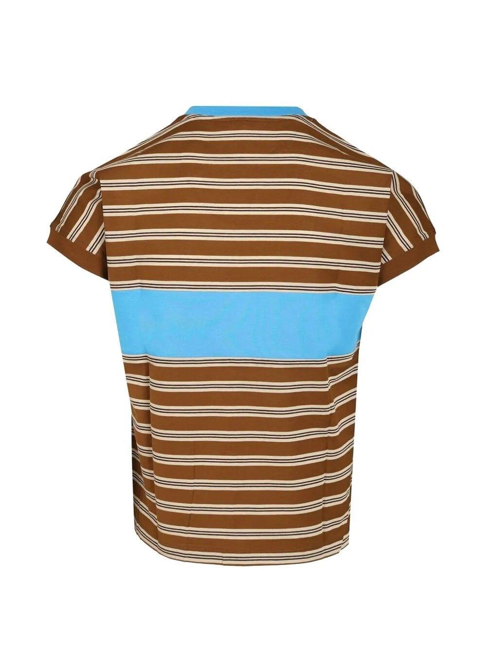 Versace Men Striped Cotton T-Shirt With Inlay VERSACE