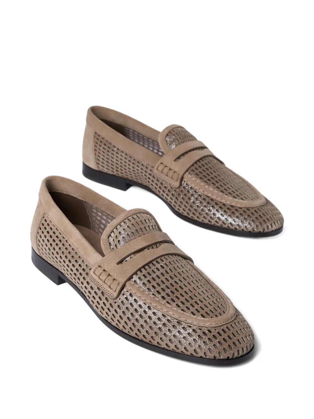 Brunello Cucinelli Women Sparkling Net Leather Loafers BRUNELLO CUCINELLI