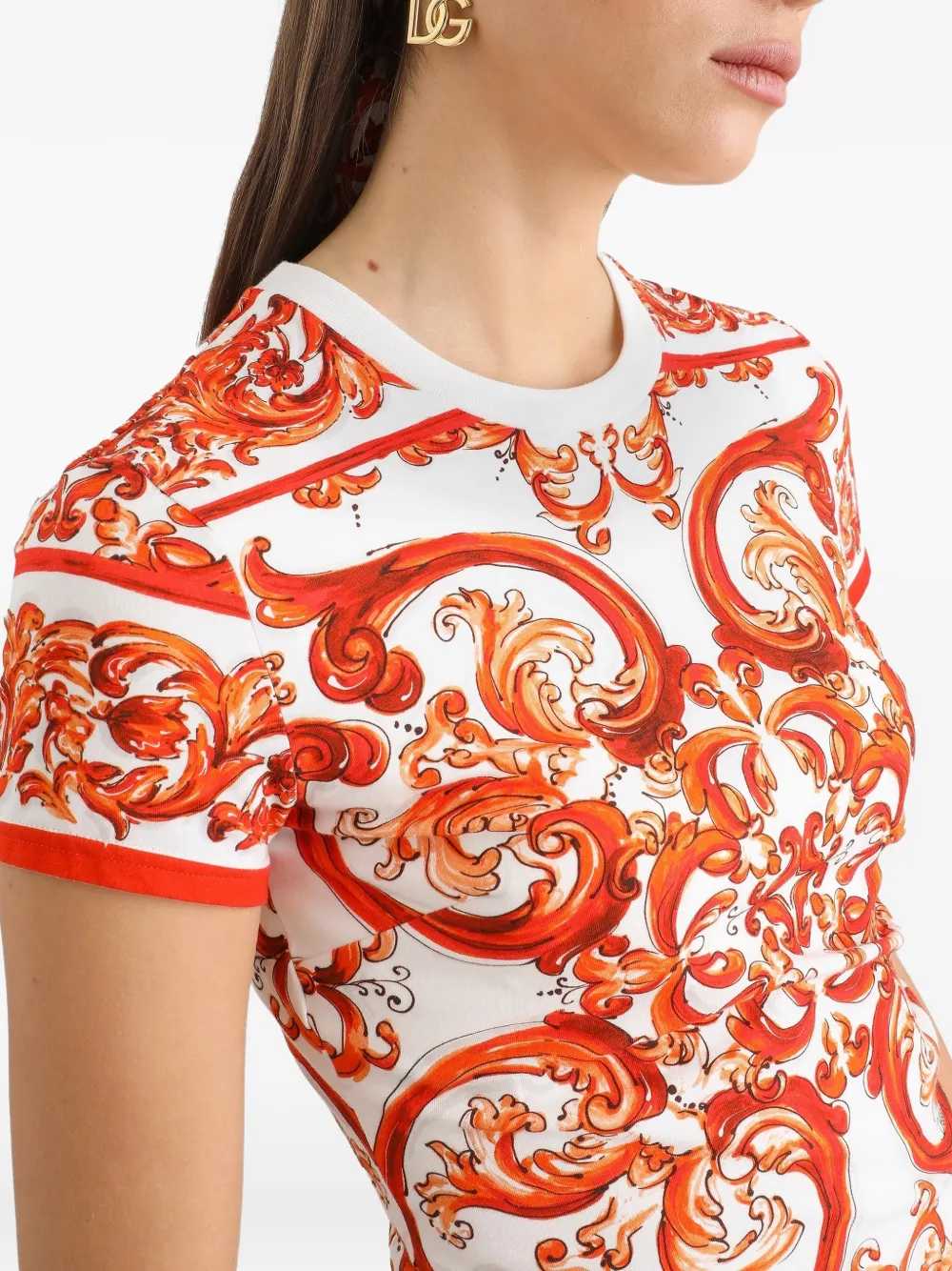 Dolce & Gabbana Women Jersey T-Shirt With Majolica Print DOLCE & GABBANA