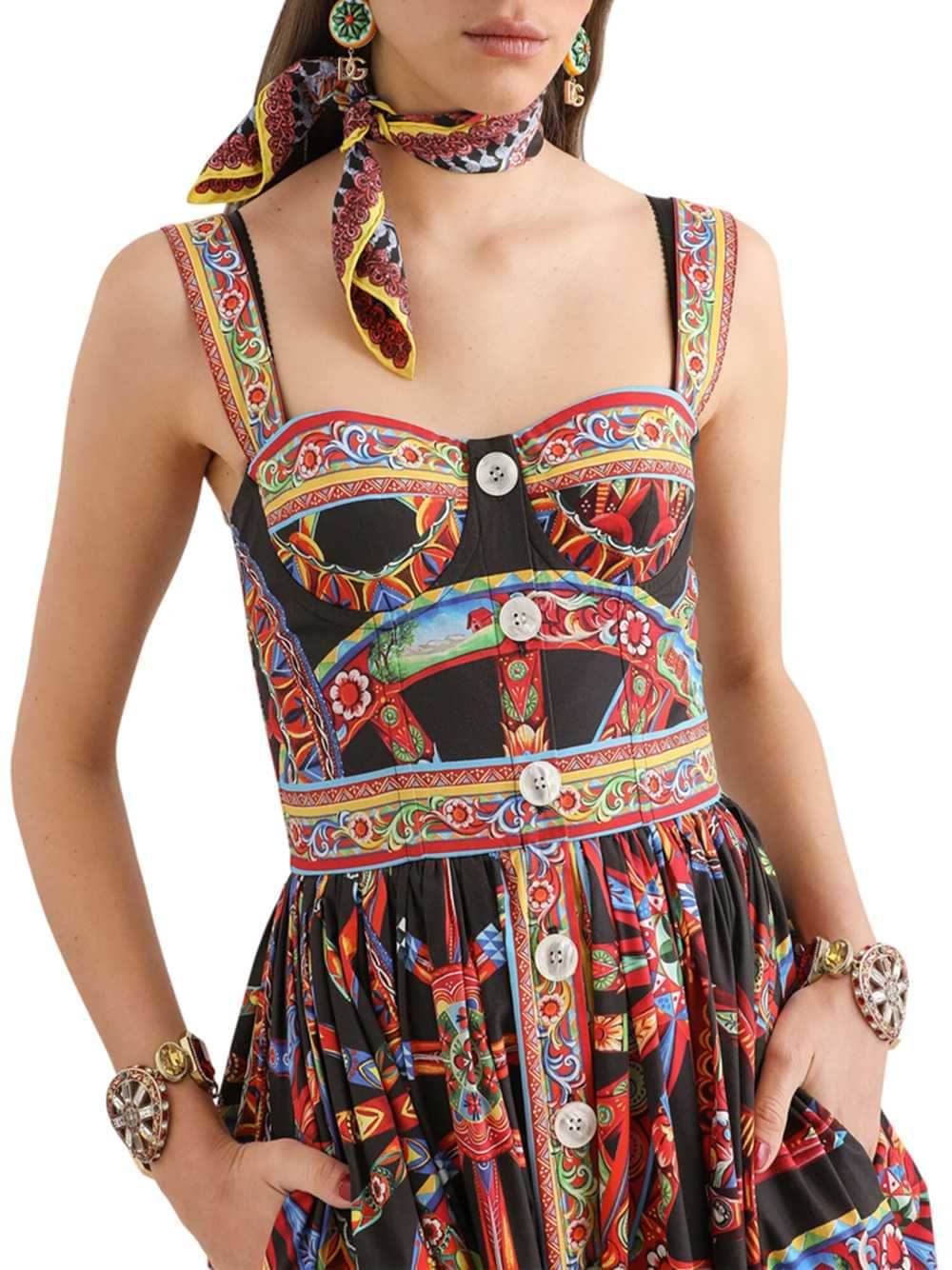 Dolce & Gabbana Women Carretto-Print Poplin Maxi Dress DOLCE & GABBANA