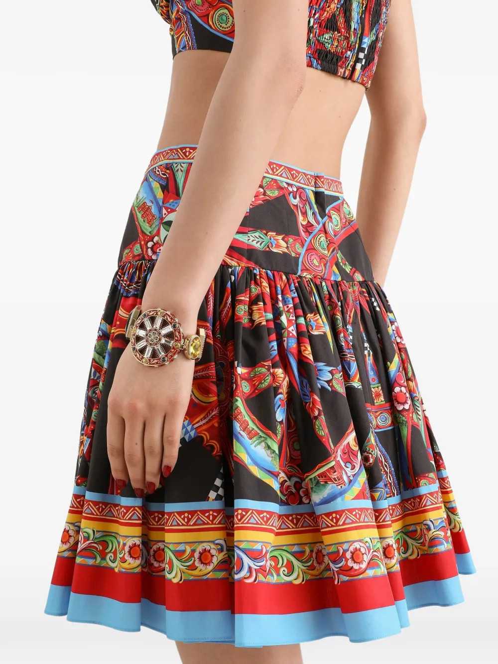 Dolce & Gabbana Women Poplin Miniskirt With Carretto Print DOLCE & GABBANA