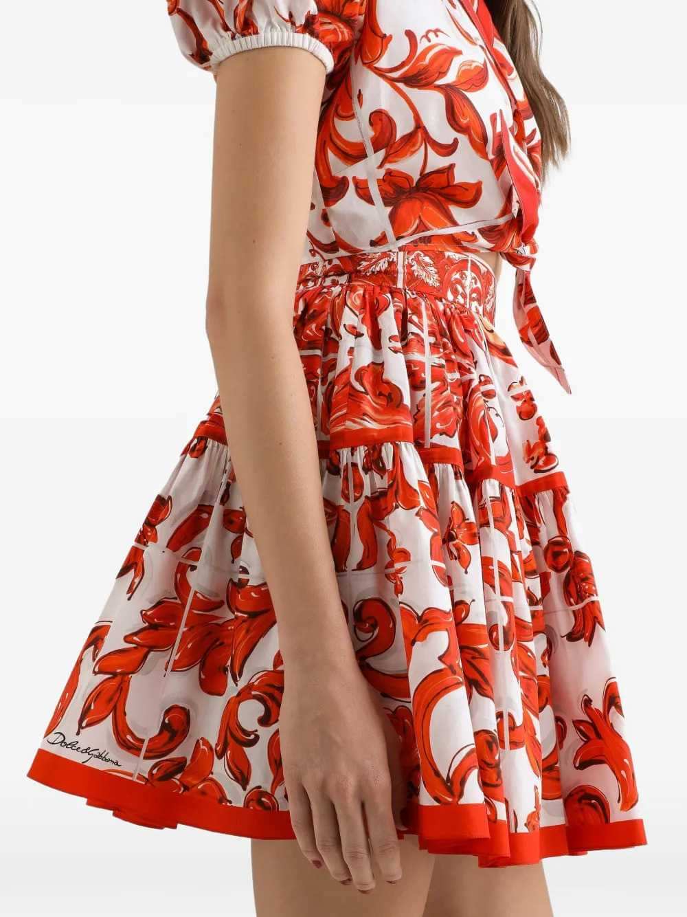 Dolce & Gabbana Women Poplin Skirt With Majolica Print DOLCE & GABBANA