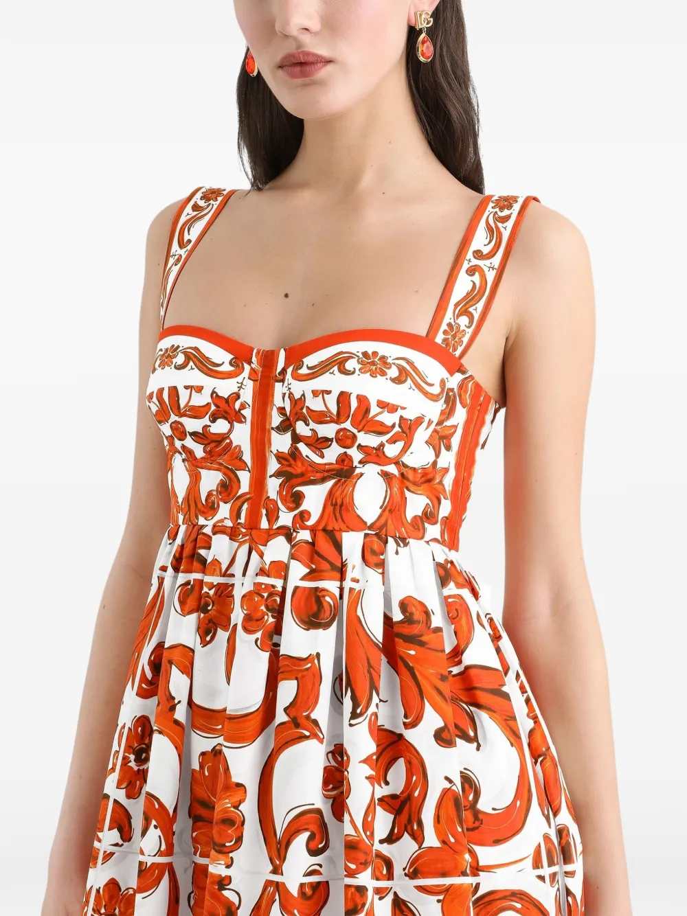 Dolce & Gabbana Women Short Poplin Dress With Majolica Print DOLCE & GABBANA