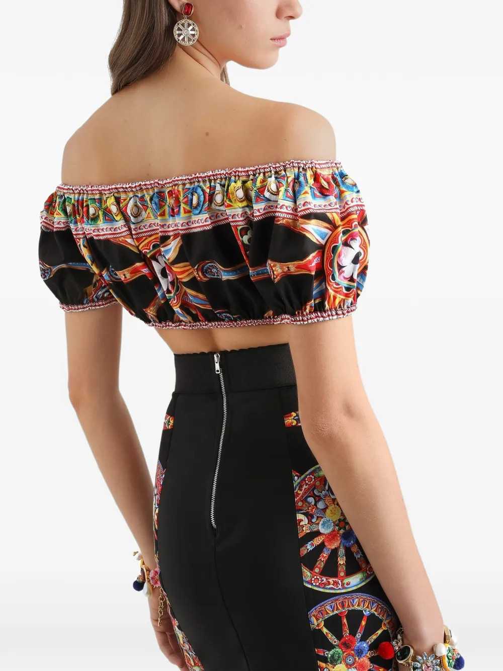 Dolce & Gabbana Women Poplin Top With Carretto Print DOLCE & GABBANA