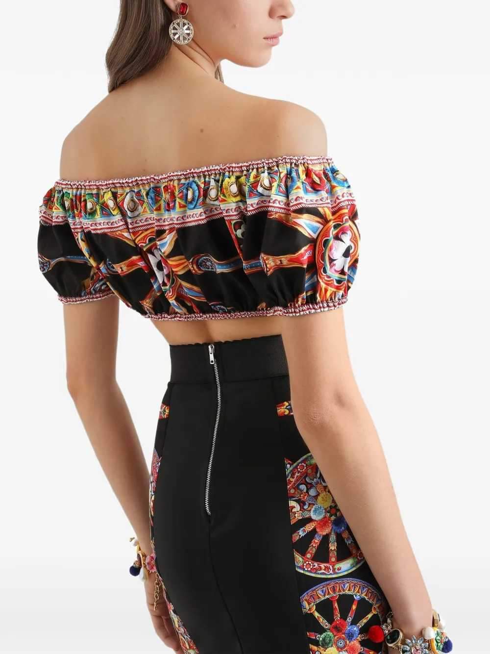 Dolce & Gabbana Women Poplin Top With Carretto Print DOLCE & GABBANA