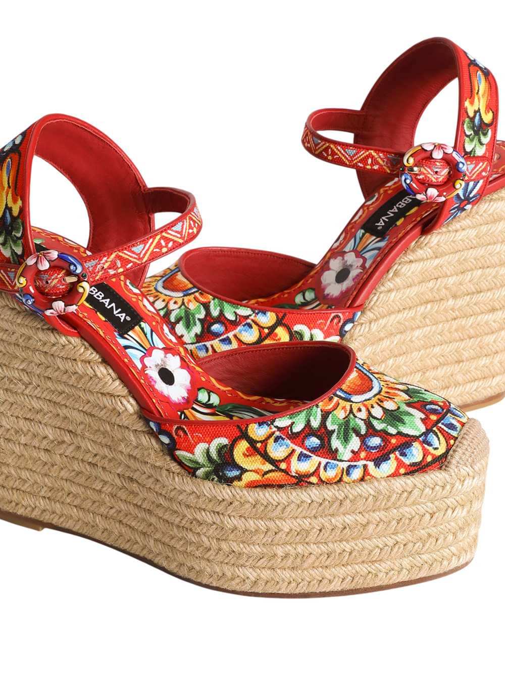 Dolce & Gabbana Women Canvas Wedge Sandal With Carretto Print DOLCE & GABBANA