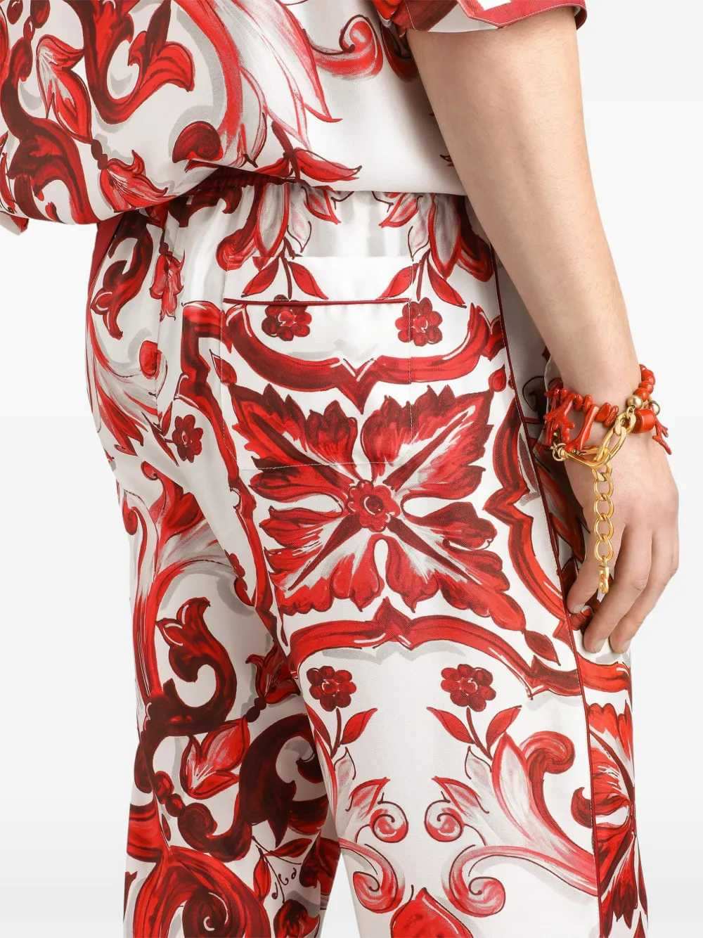 Dolce & Gabbana Men Twill Vanity Trousers With Majolica Print DOLCE & GABBANA