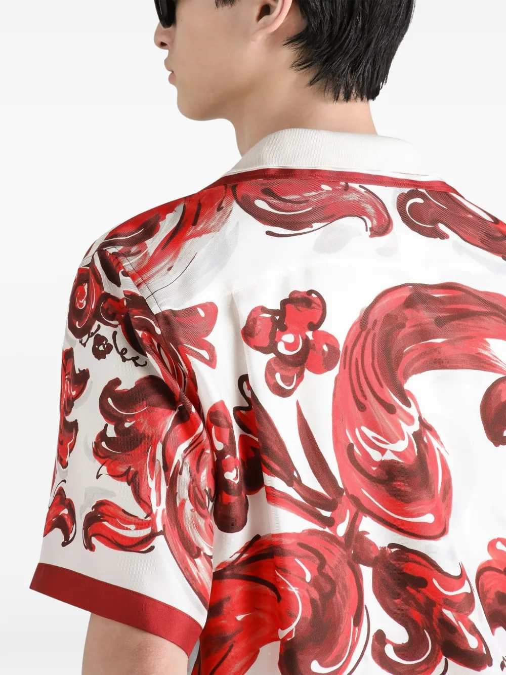 Dolce & Gabbana Men Silk Twill Hawaiian Shirt With Majolica Print DOLCE & GABBANA