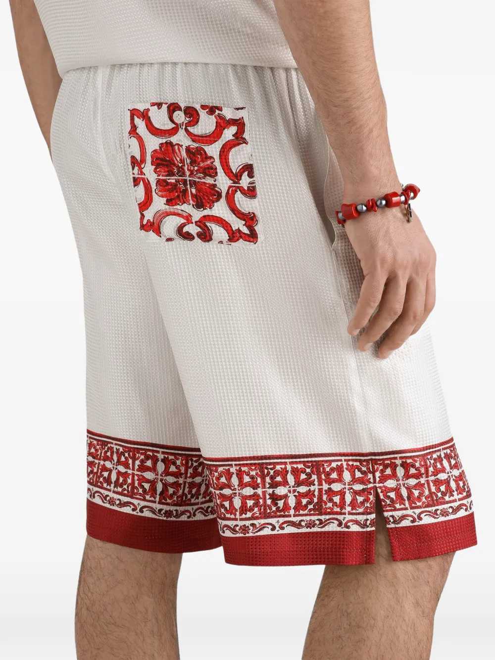Dolce & Gabbana Men Vanity Bermuda Shorts In Jacquard Twill With A Majolica Print DOLCE & GABBANA