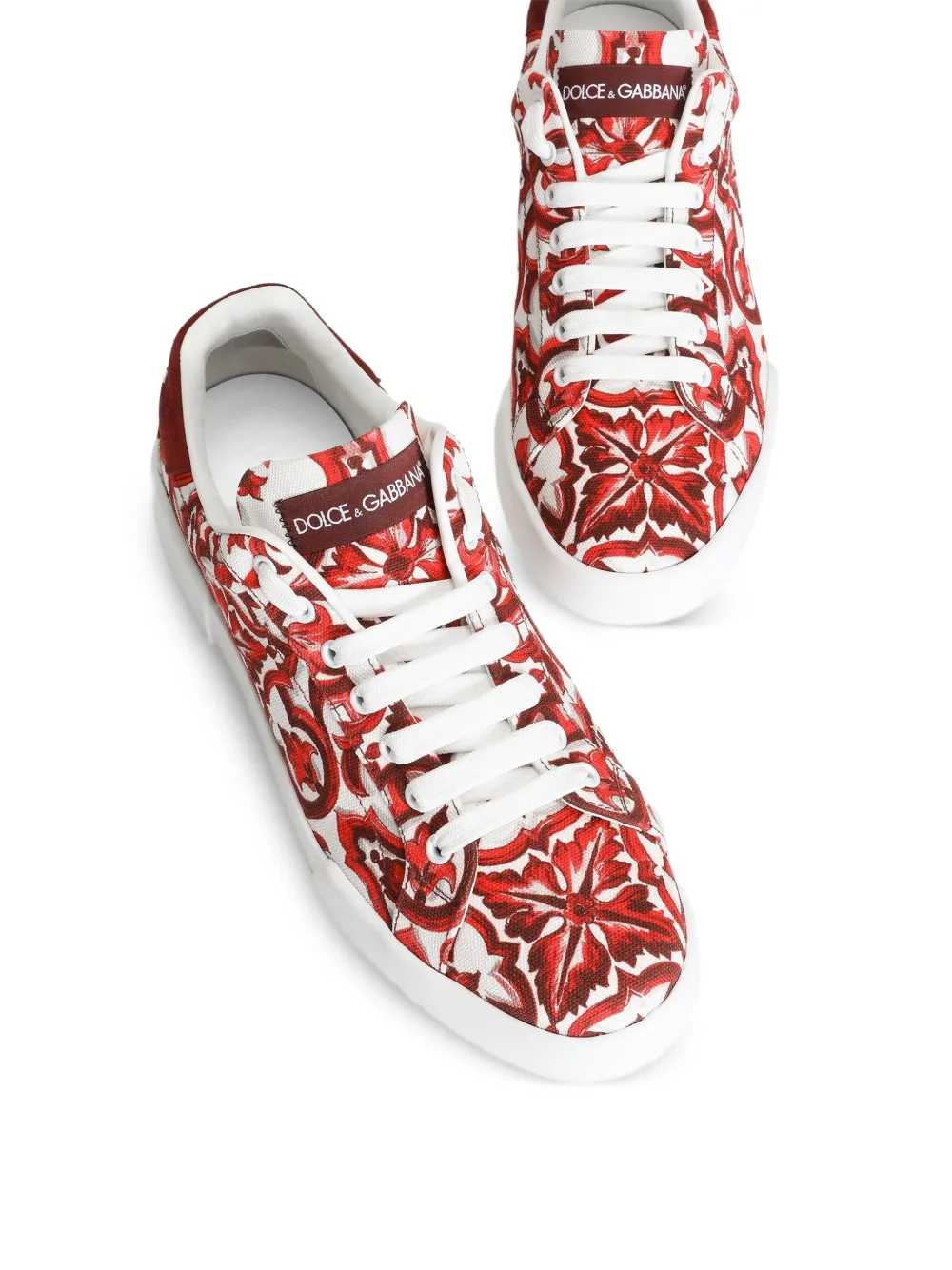 Dolce & Gabbana Men Portofino Canvas Sneakers With Majolica Print DOLCE & GABBANA
