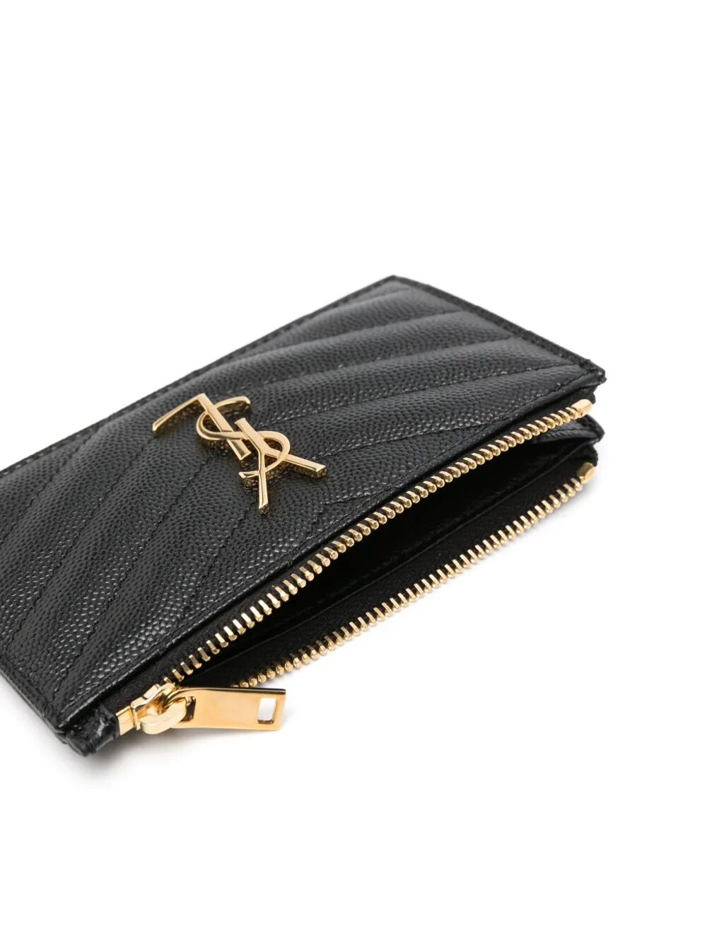 Saint Laurent Women Cassandre Matelassé Fragments Card Case In Grain De Poudre Leather SAINT LAURENT