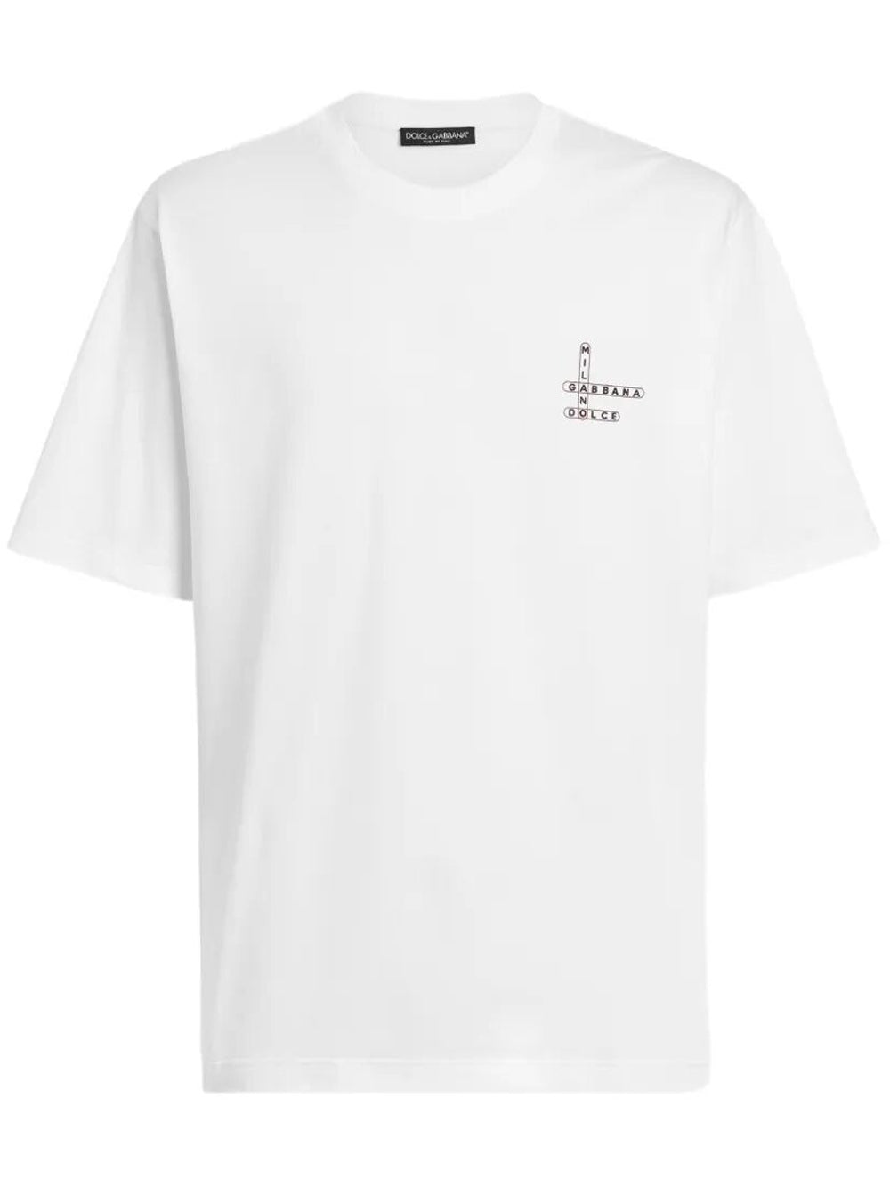 Dolce & Gabbana Men Cotton T-Shirt With Crossword Print DOLCE & GABBANA