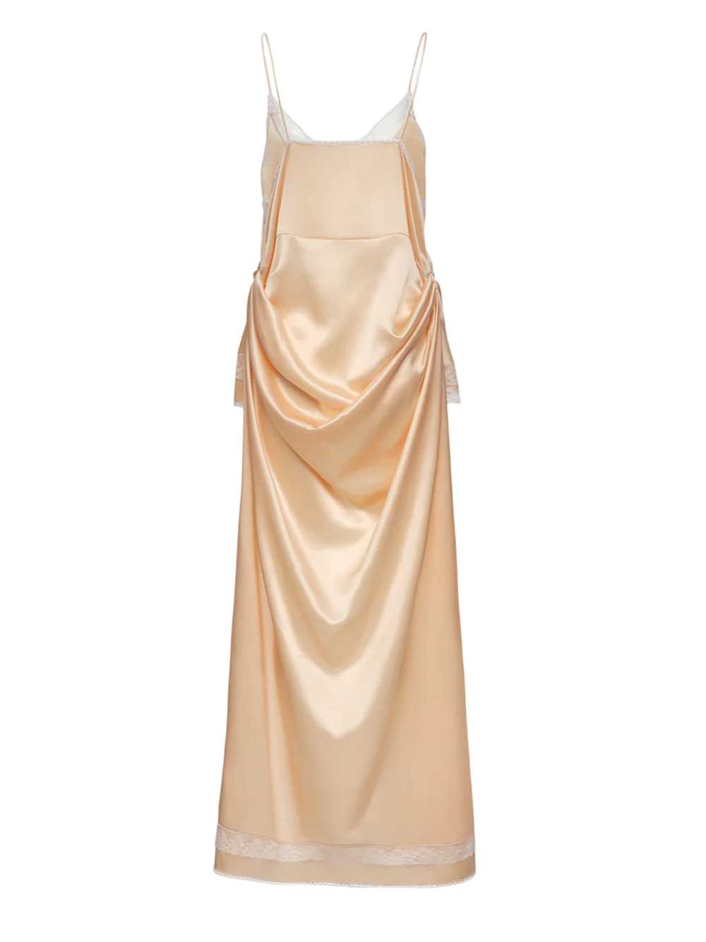 Magda Butrym Women Peach-Colored Asymmetrical Slip Dress With Lace Inserts. MAGDA BUTRYM