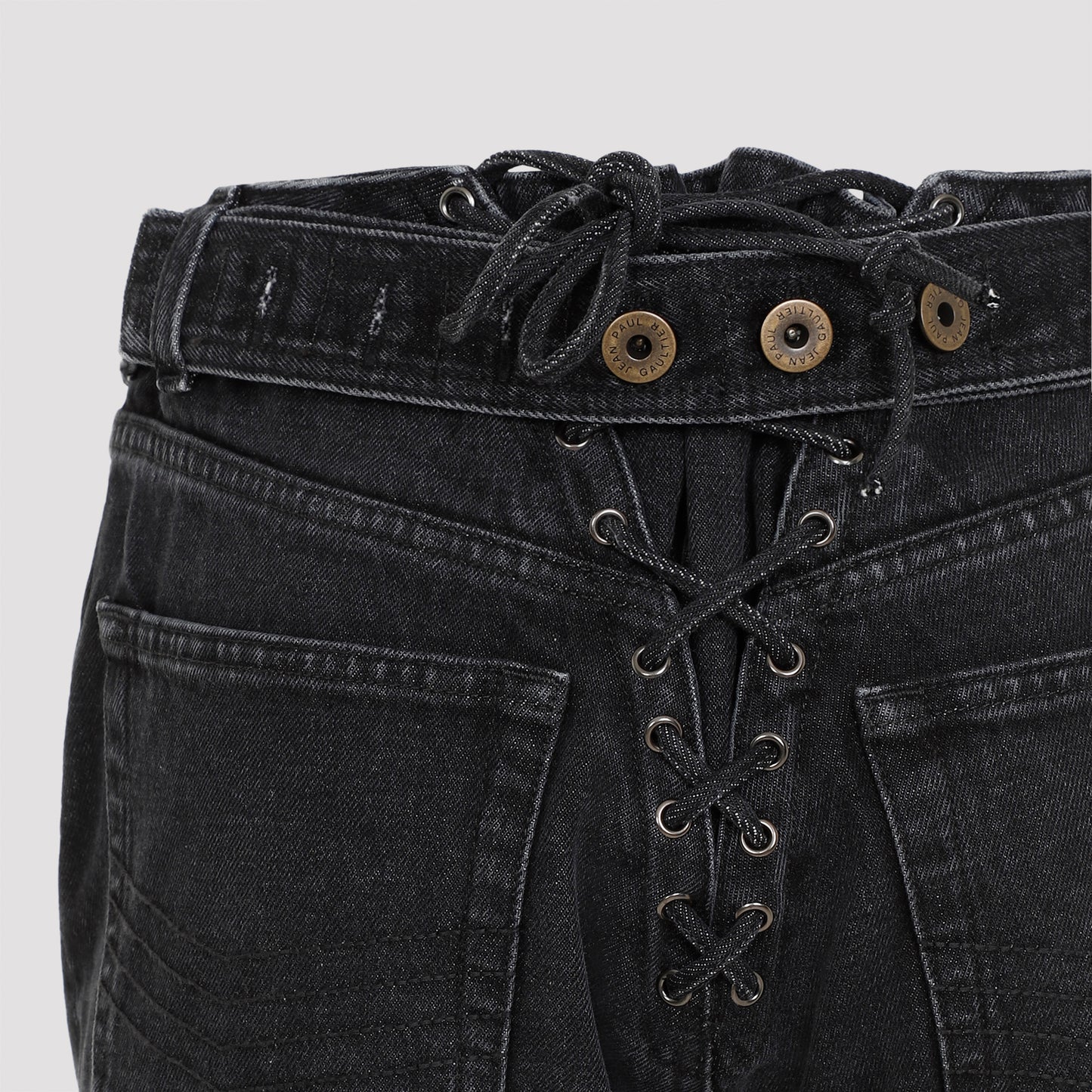 Jean Paul Gaultier Denim Jeans With Lacing And Knee Bonding Detail Women JEAN PAUL GAULTIER