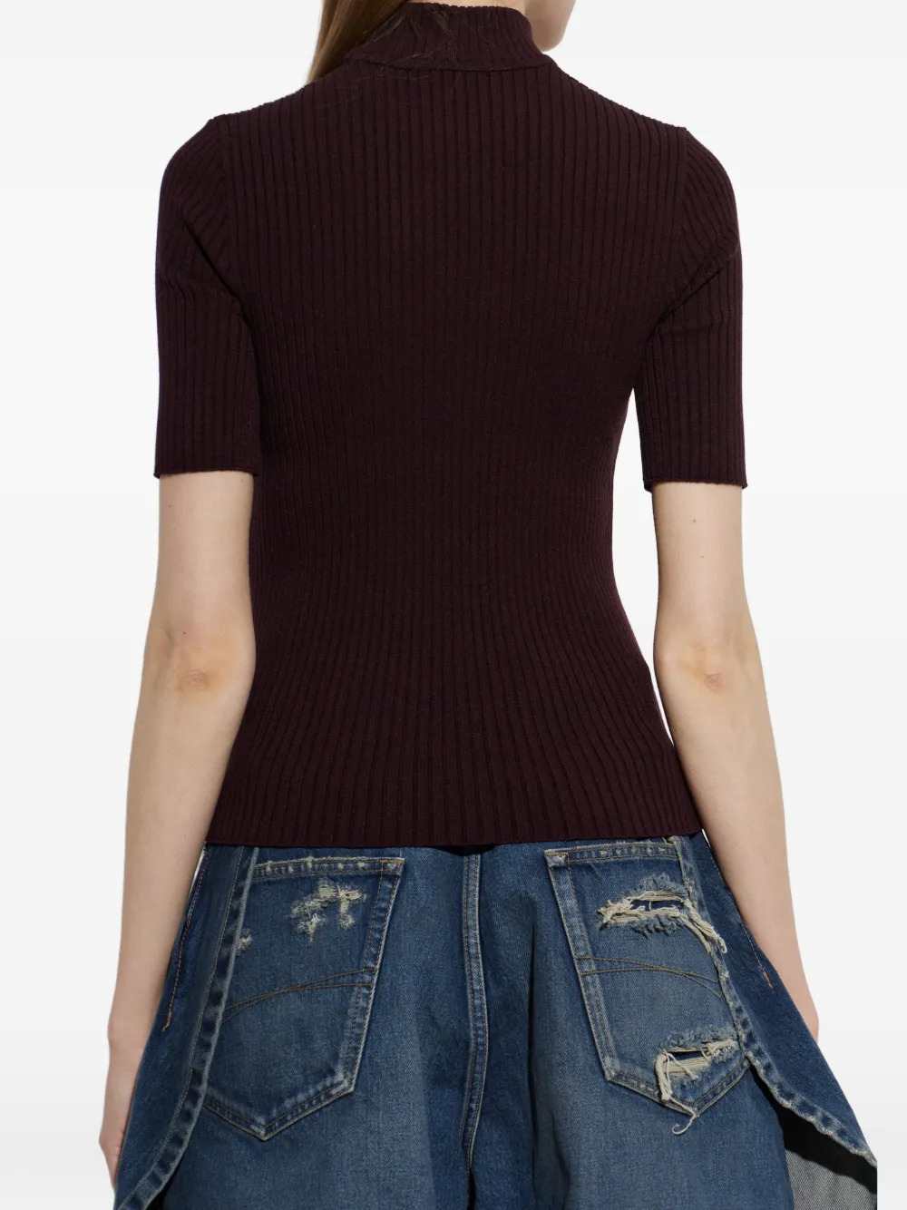 Courreges Women Short-Sleeved Ribbed Sweater COURREGES