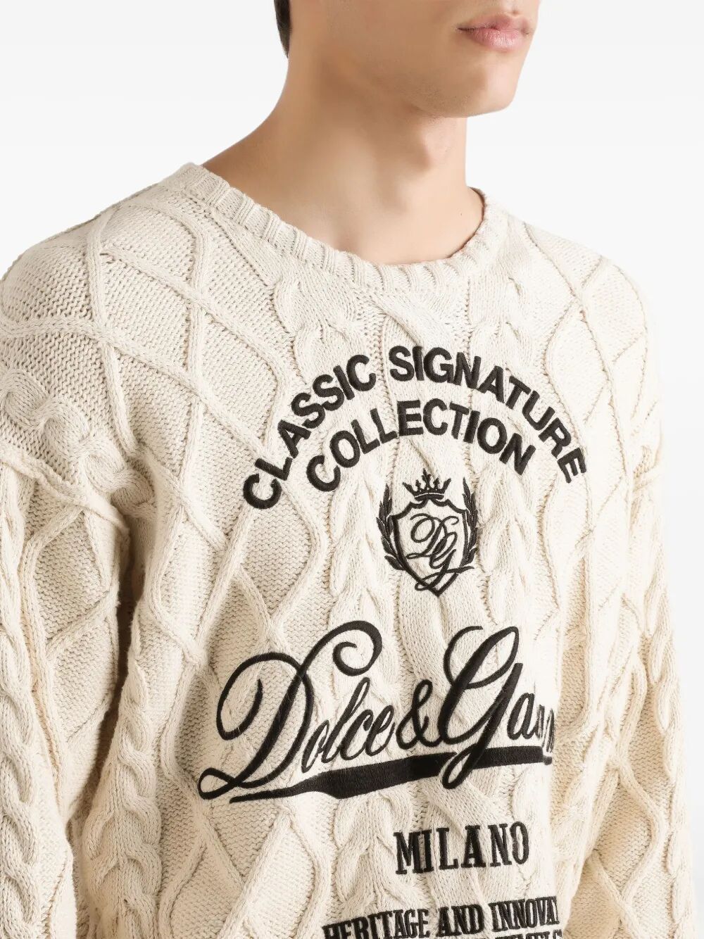 Dolce & Gabbana Men Oversized Pullover With Interwoven Pattern DOLCE & GABBANA