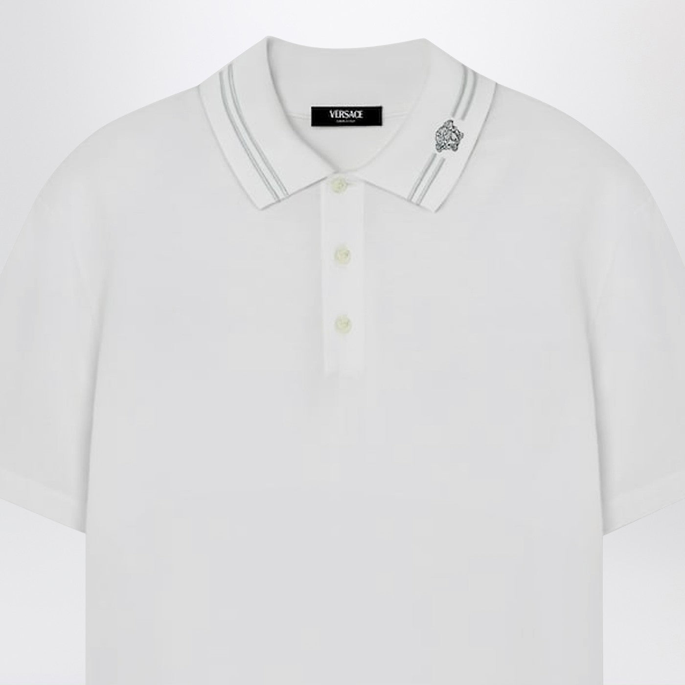 Versace White Polo Shirt With Medusa Embroidery Men VERSACE