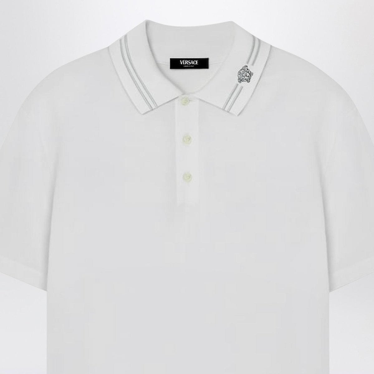 Versace White Polo Shirt With Medusa Embroidery Men VERSACE