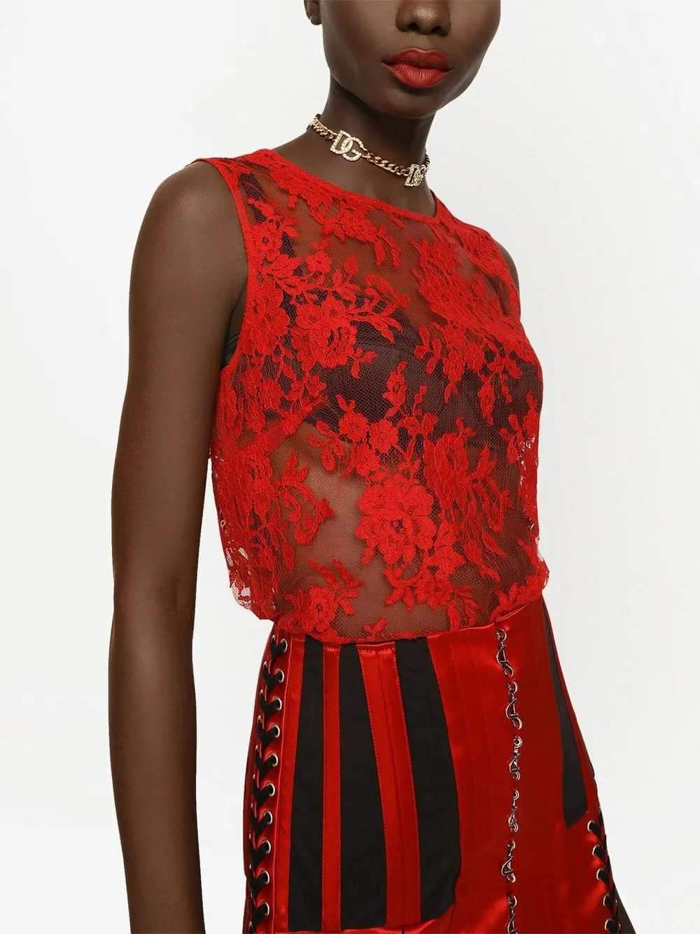 Dolce & Gabbana Women Chantilly Lace Sleeveless Top DOLCE & GABBANA