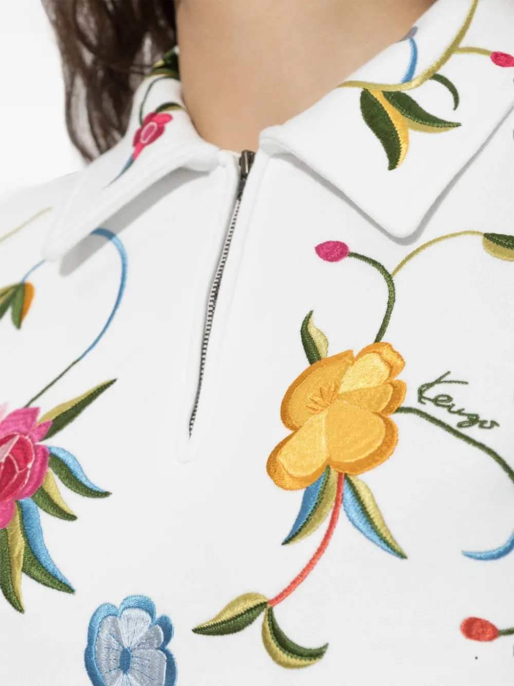 Kenzo Women Quarter-Zip Sweatshirt With Floral Embroidery KENZO
