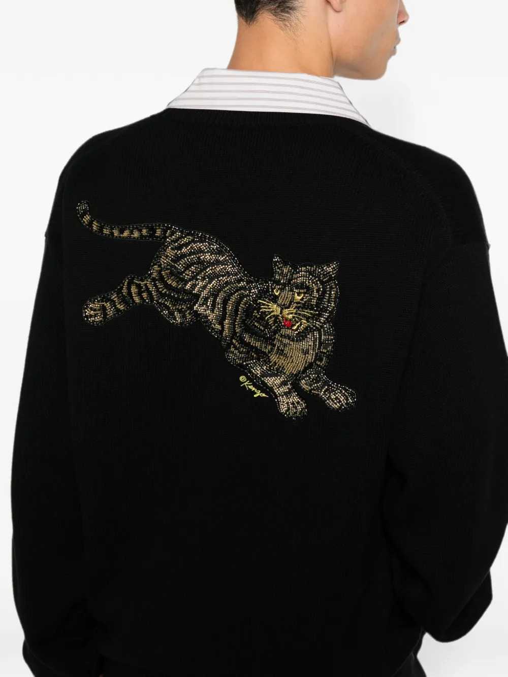 Kenzo Men Beaded Tiger-Motif Cardigan KENZO