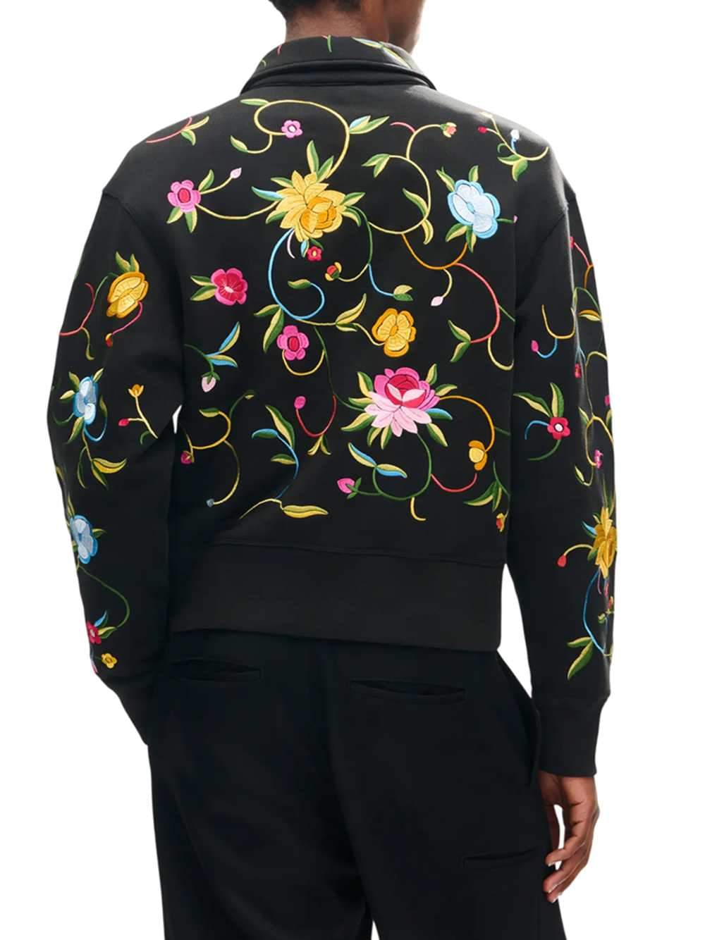 Kenzo Men `Kenzo Wildflower` Embroidered Half-Zip Cotton Sweatshirt KENZO