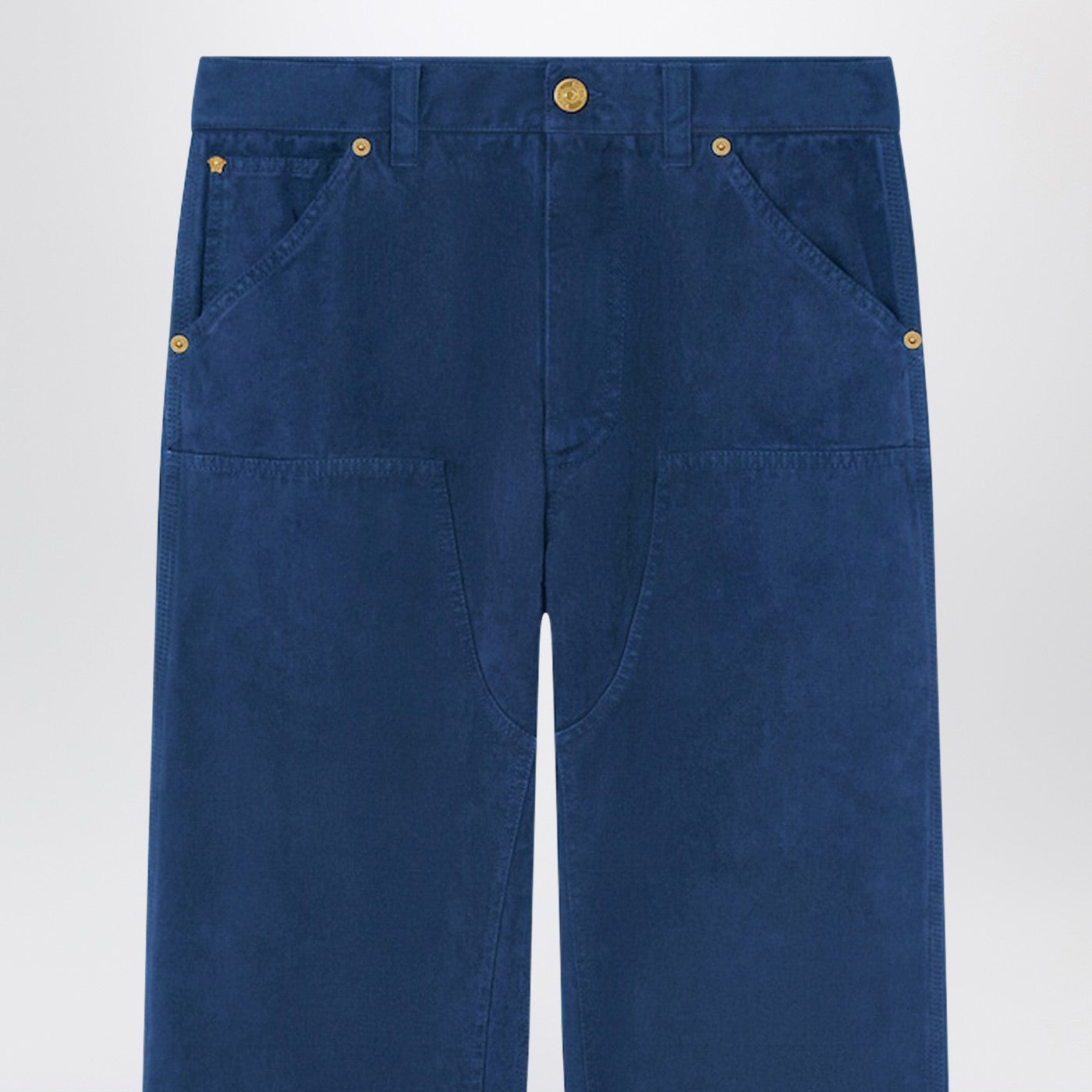 Versace Petrol Blue Cotton Carpenter Trousers Men VERSACE