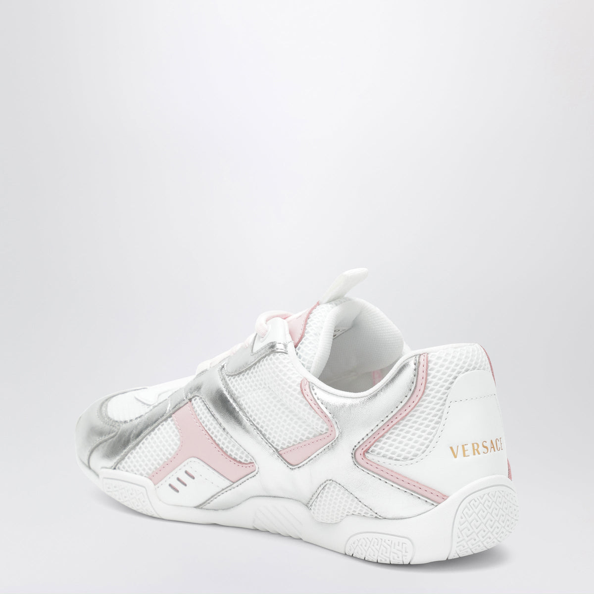 Versace Galaxia Silver Mesh And Leather Sneakers Women VERSACE