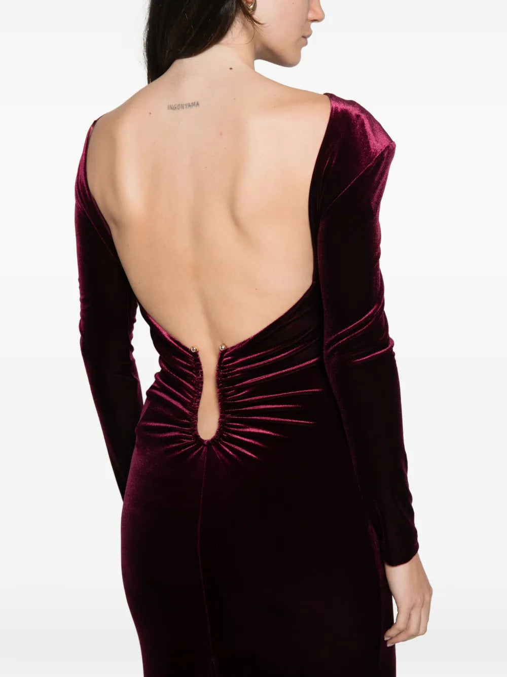 Nissa Women Open-Back Velvet Dress NISSA