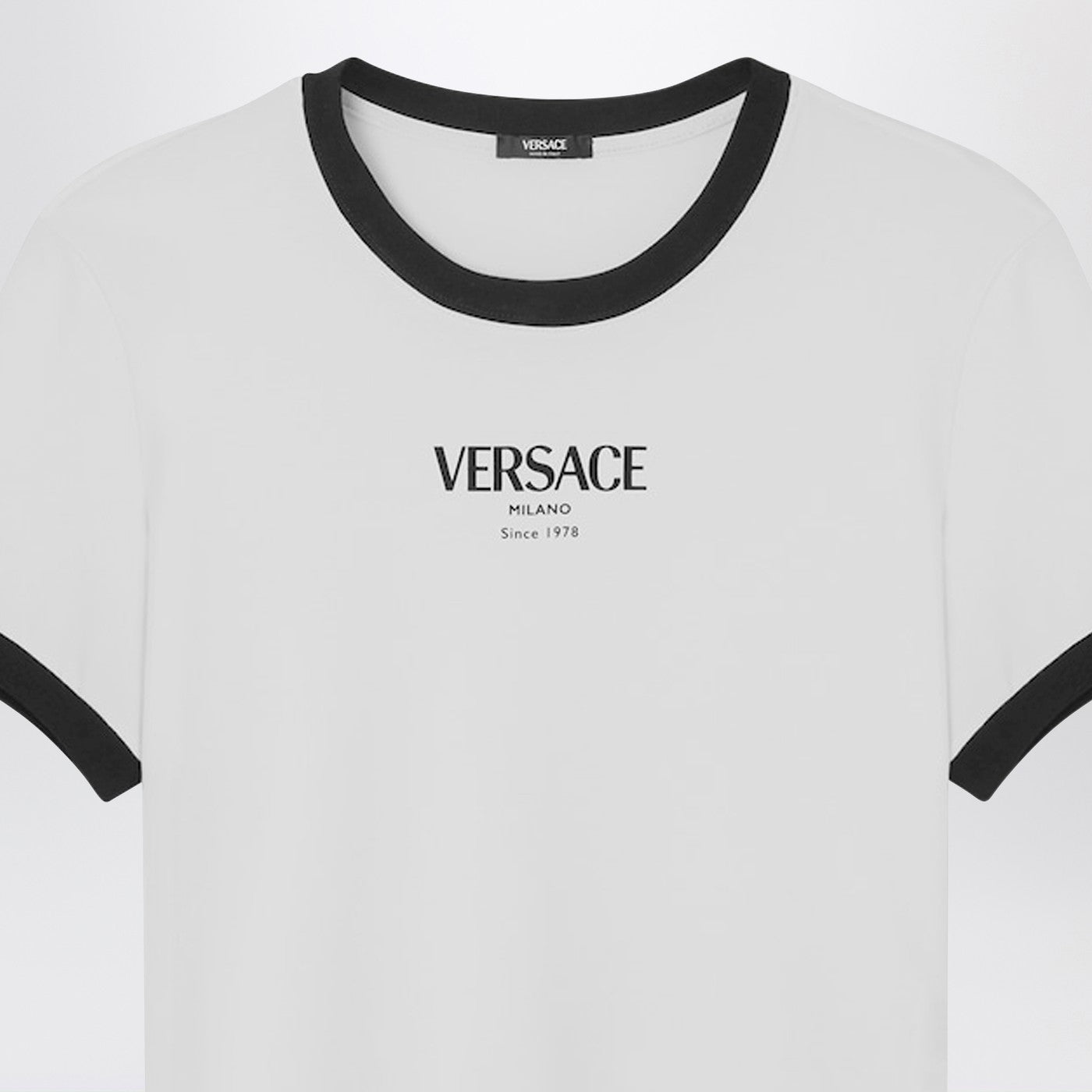 Versace White/Black Stretch Viscose Jersey T-Shirt Women VERSACE