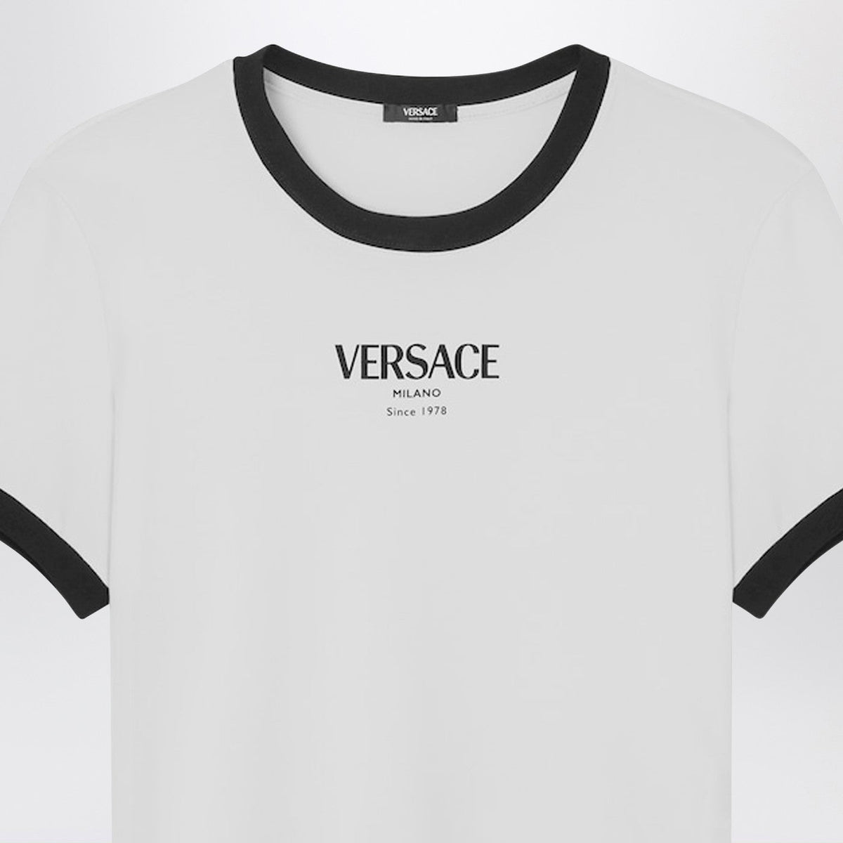 Versace White/Black Stretch Viscose Jersey T-Shirt Women VERSACE