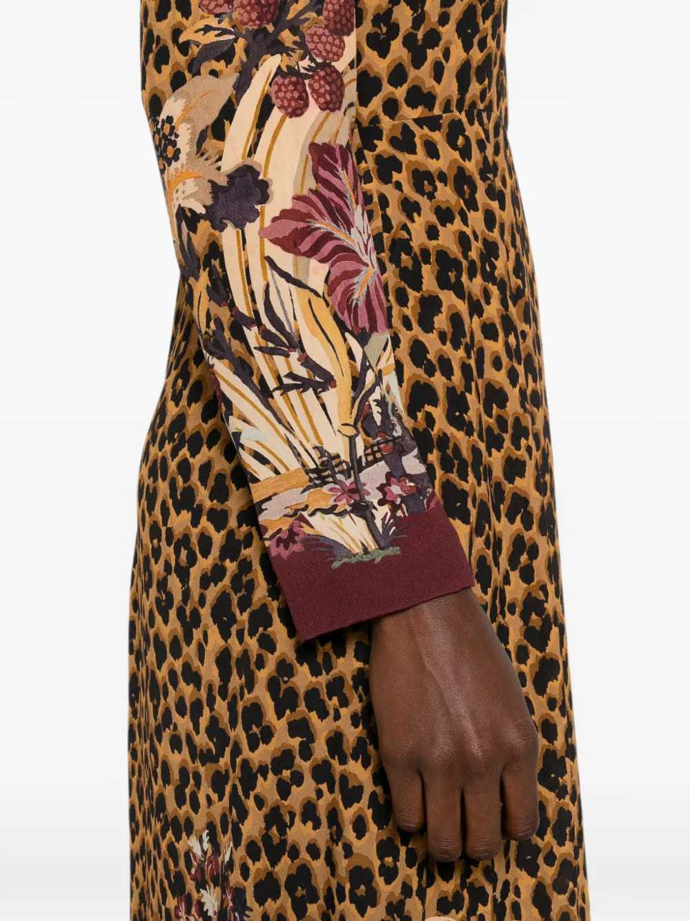 Etro Women Leopard-Print Maxi Dress With Floral Trim. ETRO
