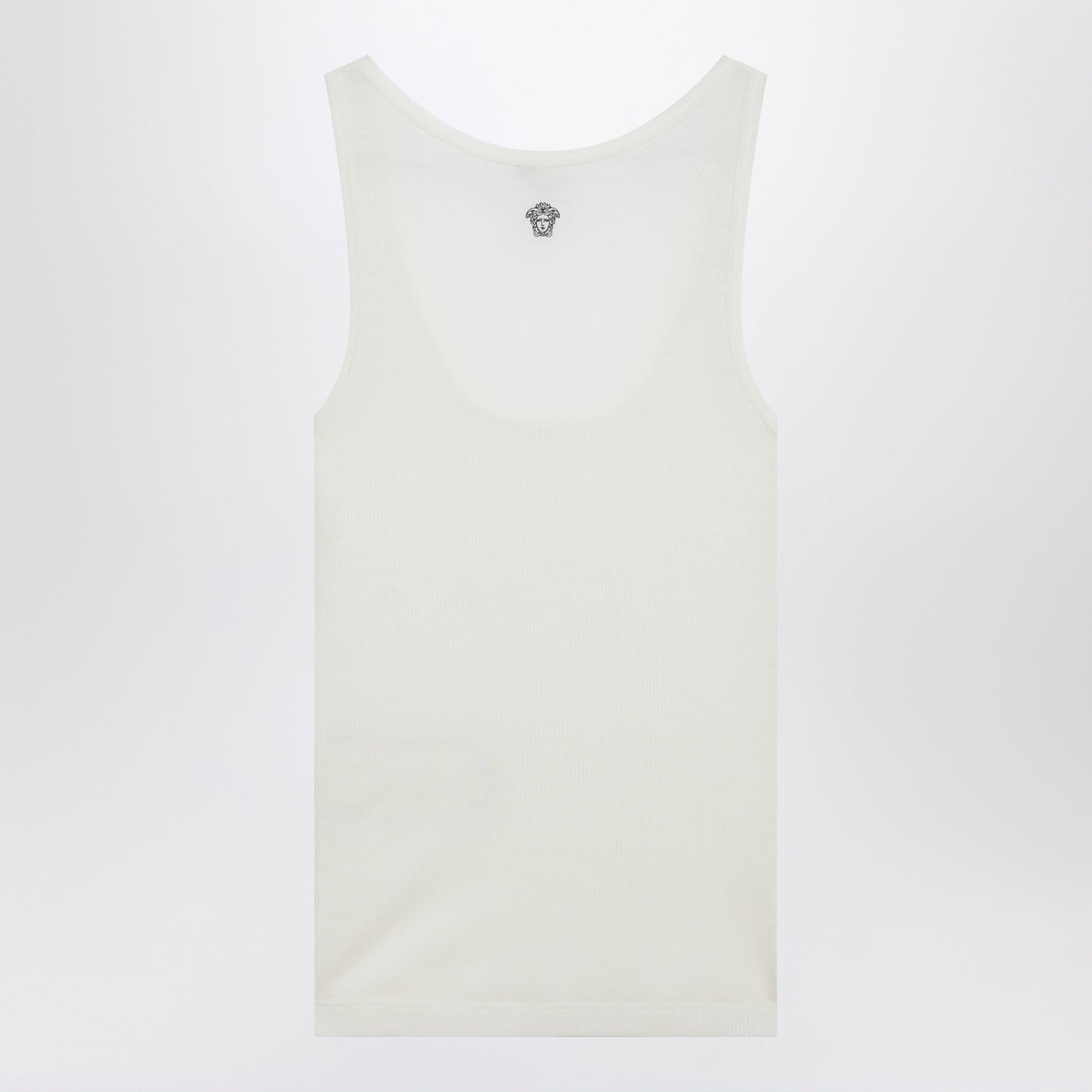 Versace Cream Wool Tank Top With Logo Embroidery Women VERSACE