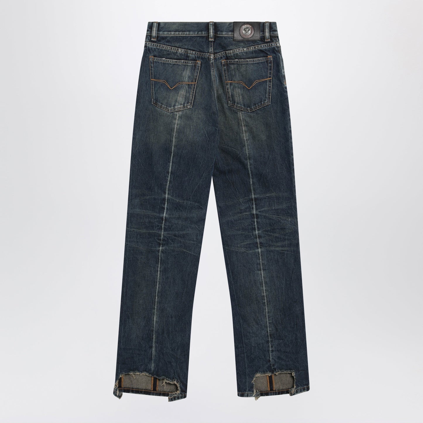 Versace Straight-Leg Stonewashed Cotton Denim Jeans In Blue Men VERSACE