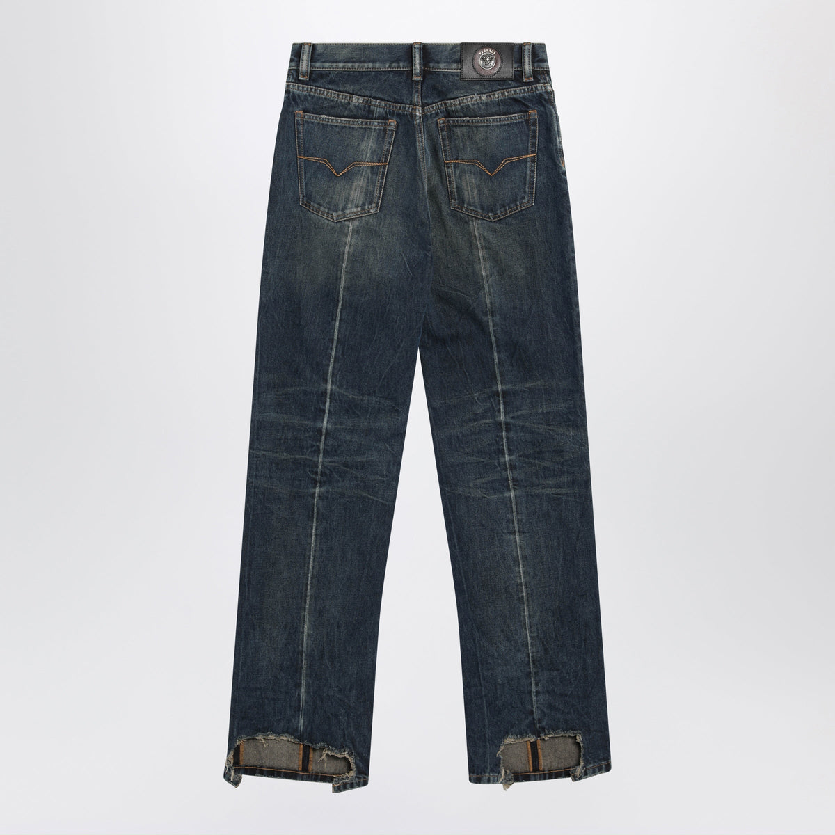 Versace Straight-Leg Stonewashed Cotton Denim Jeans In Blue Men VERSACE