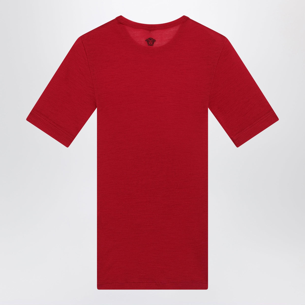 Versace Red Wool T-Shirt With Embroidered Logo Women Women VERSACE