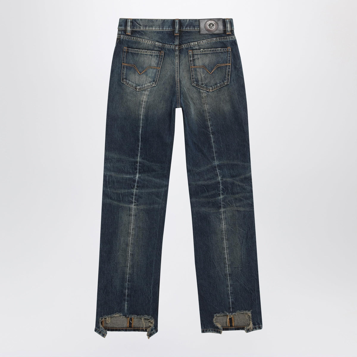 Versace Washed Regular-Fit Cotton Jeans In Dark Blue Denim Women VERSACE