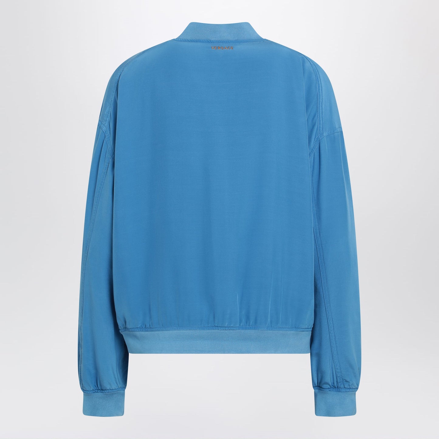 Versace Light Blue Silk Poplin Zip Blouson Women VERSACE