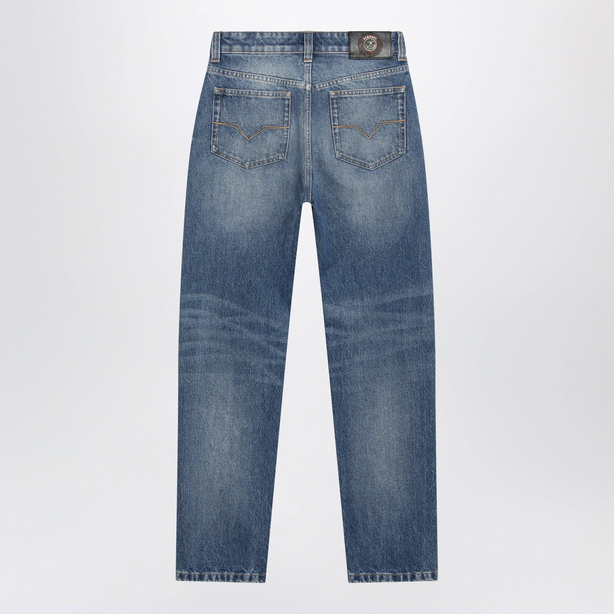 Versace High-Waisted Straight-Leg Light Blue Cotton Jeans Women VERSACE