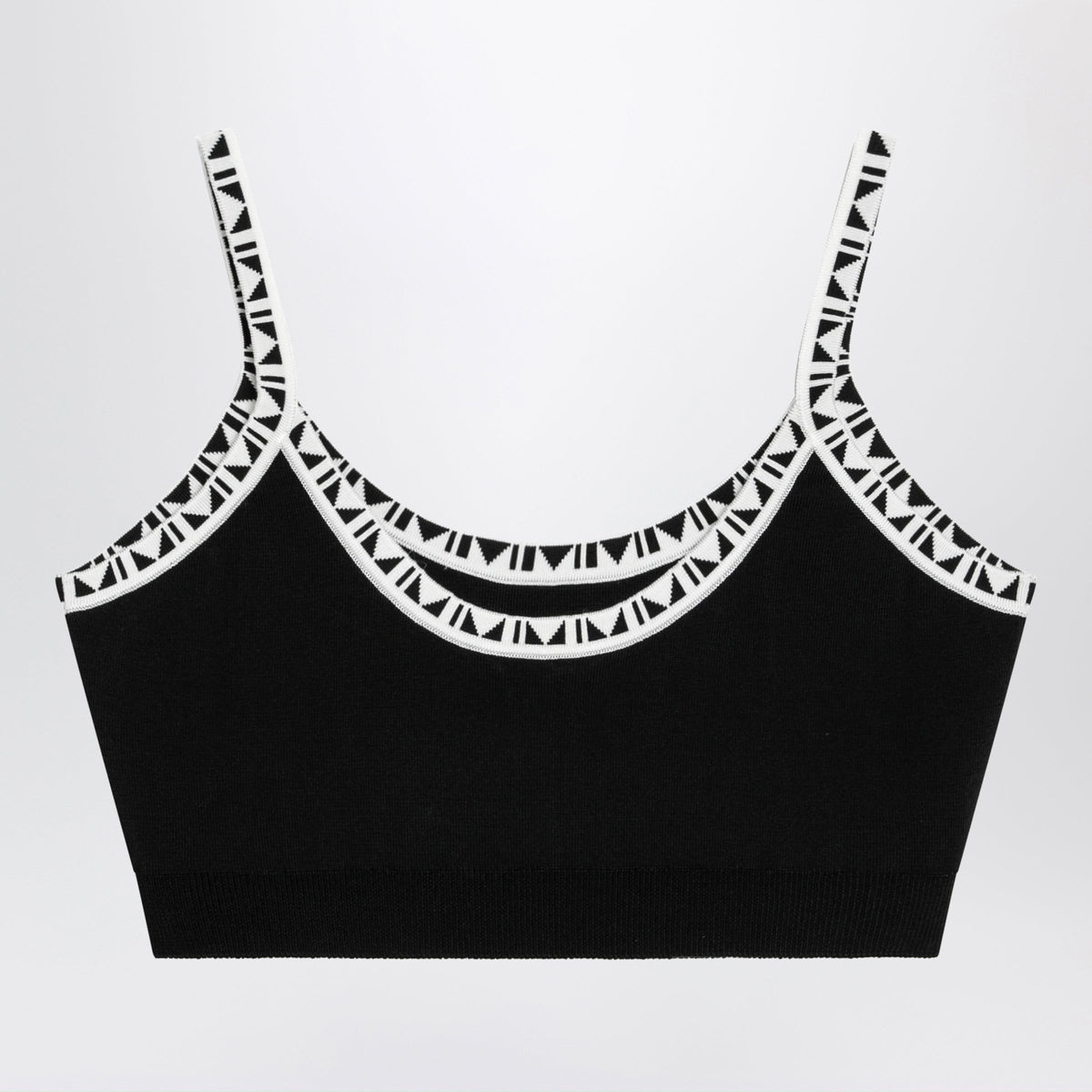 Versace Black Viscose-Blend Cropped Top With Jacquard Details Women VERSACE