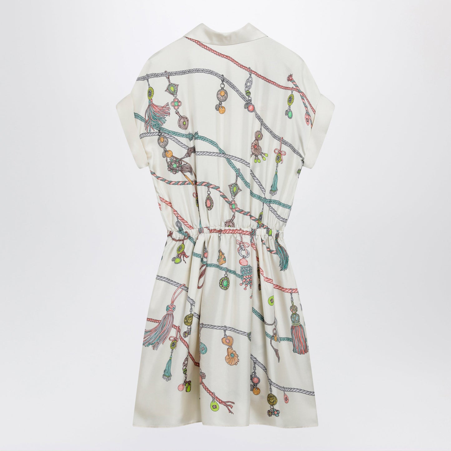 Versace Printed Silk Twill Mini Shirt Dress In Ivory Women VERSACE