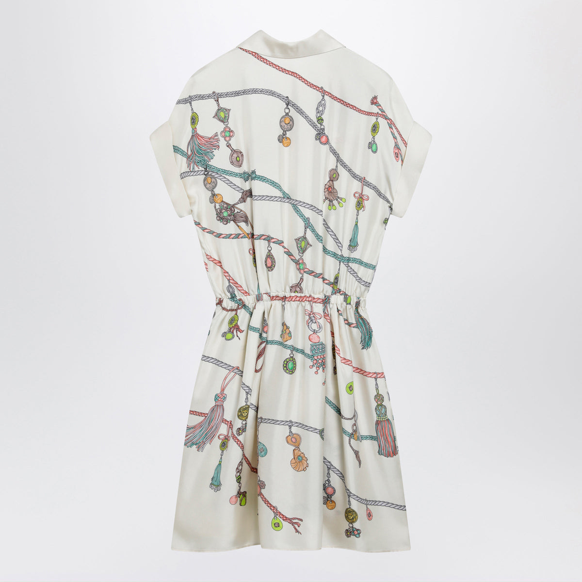 Versace Printed Silk Twill Mini Shirt Dress In Ivory Women VERSACE