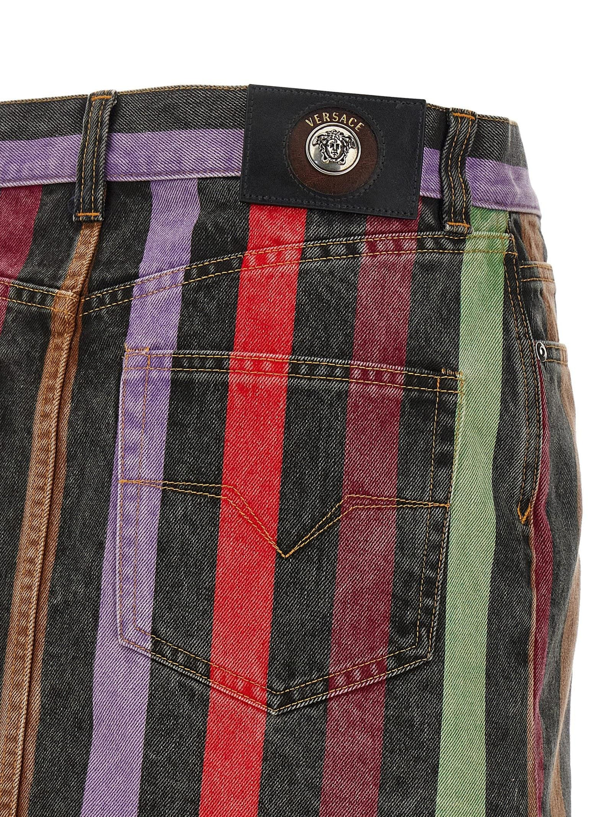 Versace Women Striped Denim Skirt VERSACE