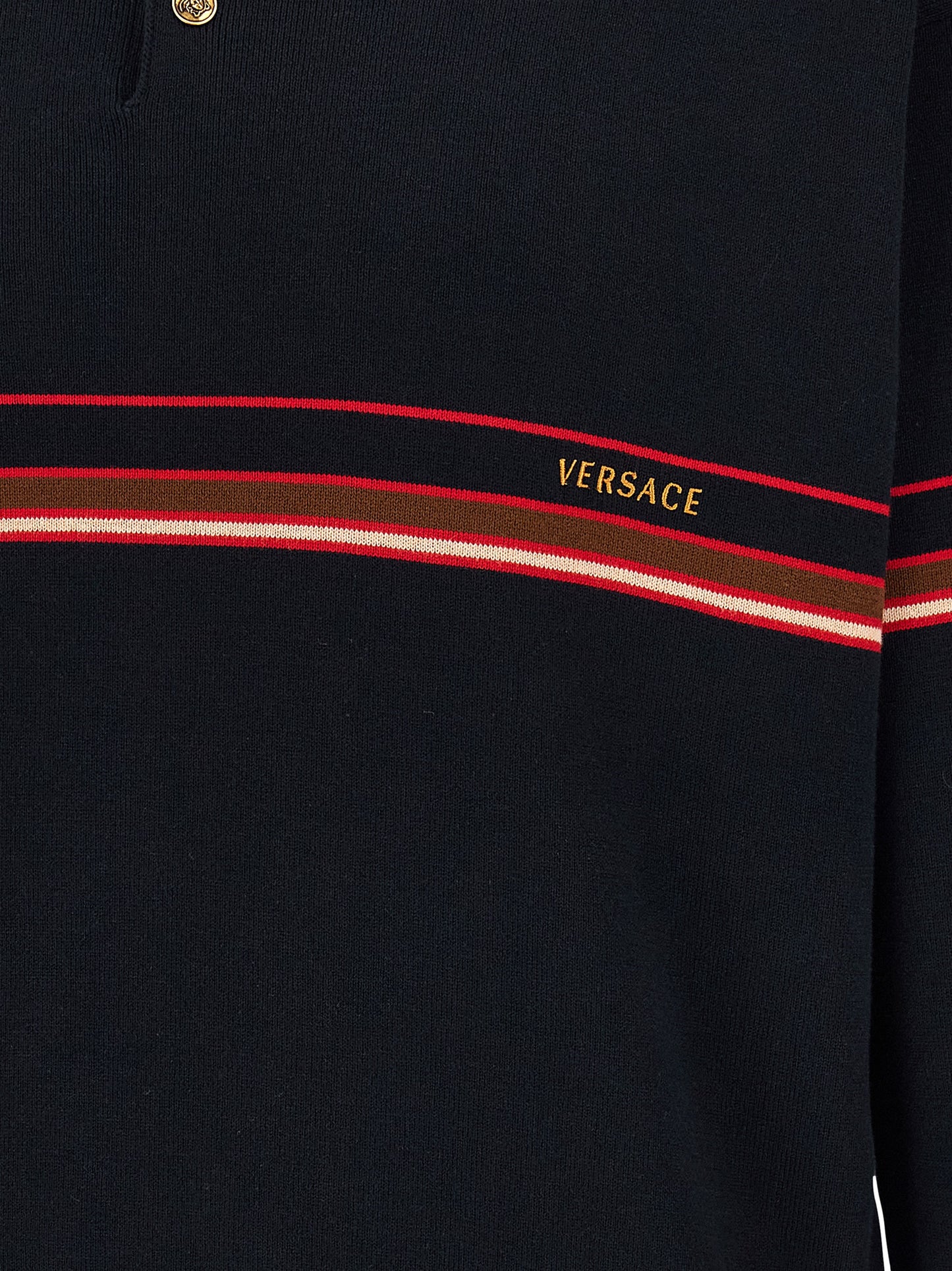 Versace Men Inlaid Striped Polo Shirt VERSACE