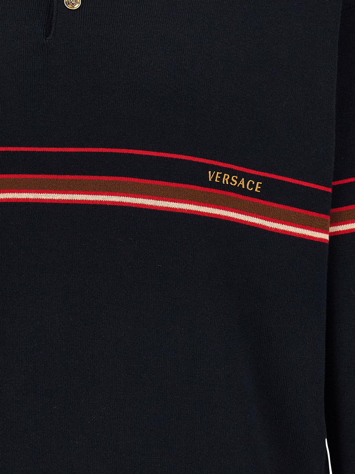 Versace Men Inlaid Striped Polo Shirt VERSACE